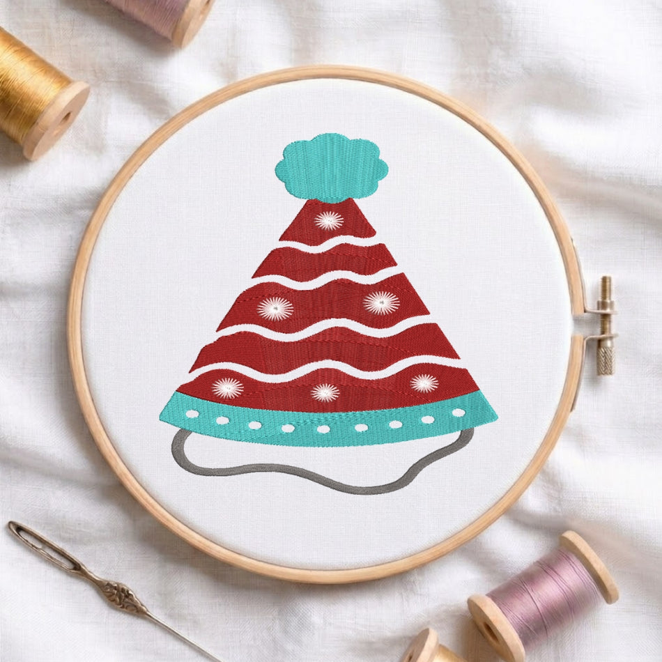 Party Hat Machine Embroidery Design, Birthday Hat Embroidery File, Festive Celebration Digital Download, PES DST JEF Single File, 7 Sizes