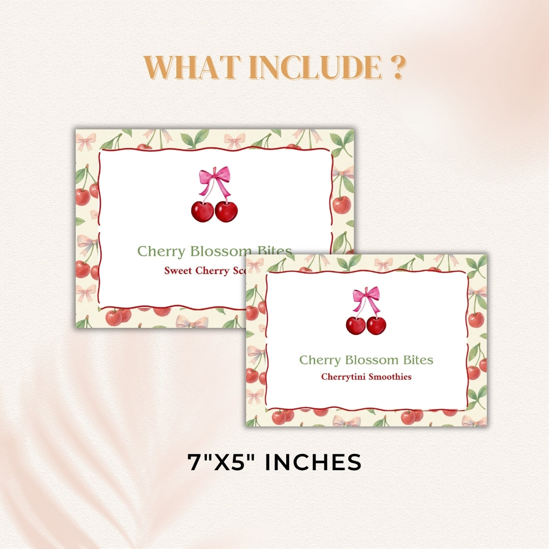 Two 7x5 inch cards with cherry design on a light pink background