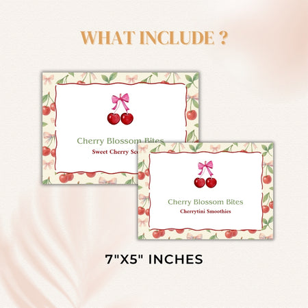 Two 7x5 inch cards with cherry design on a light pink background