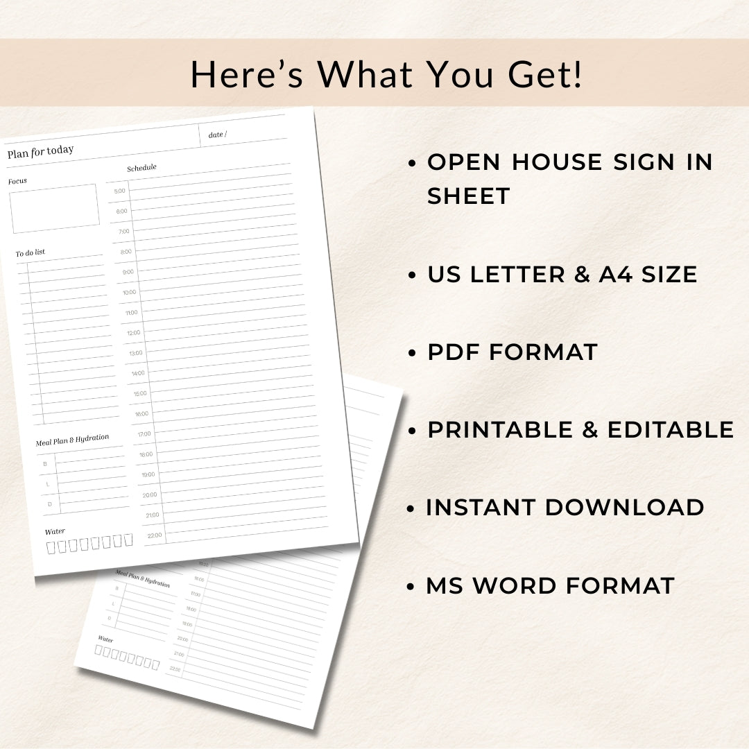 Two sheets of paper with text on a beige background, listing features of the product.