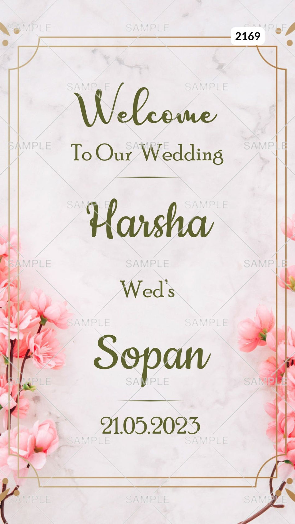 Digital Wedding Ceremony Invitation Of Indian Famliy In English Language With Floral Theme Canva Editable Template design no - 2169