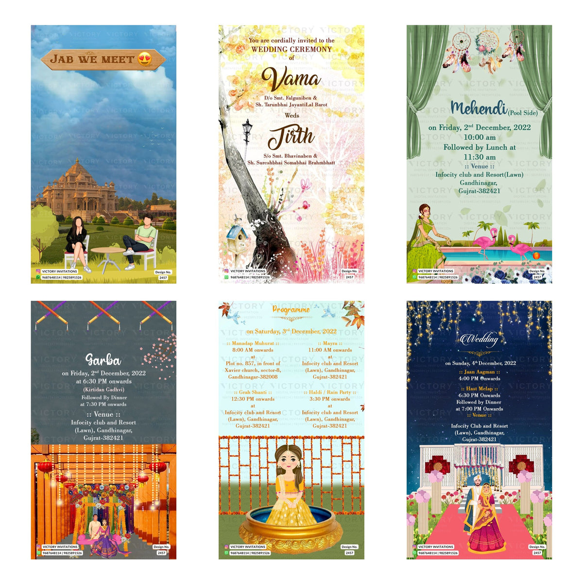 Vama & Tirth Wedding Invitation Template, Editable Digital Indian Marriage Invite, Printable Cultural Ceremony Bundle, Personalizable Event Design   