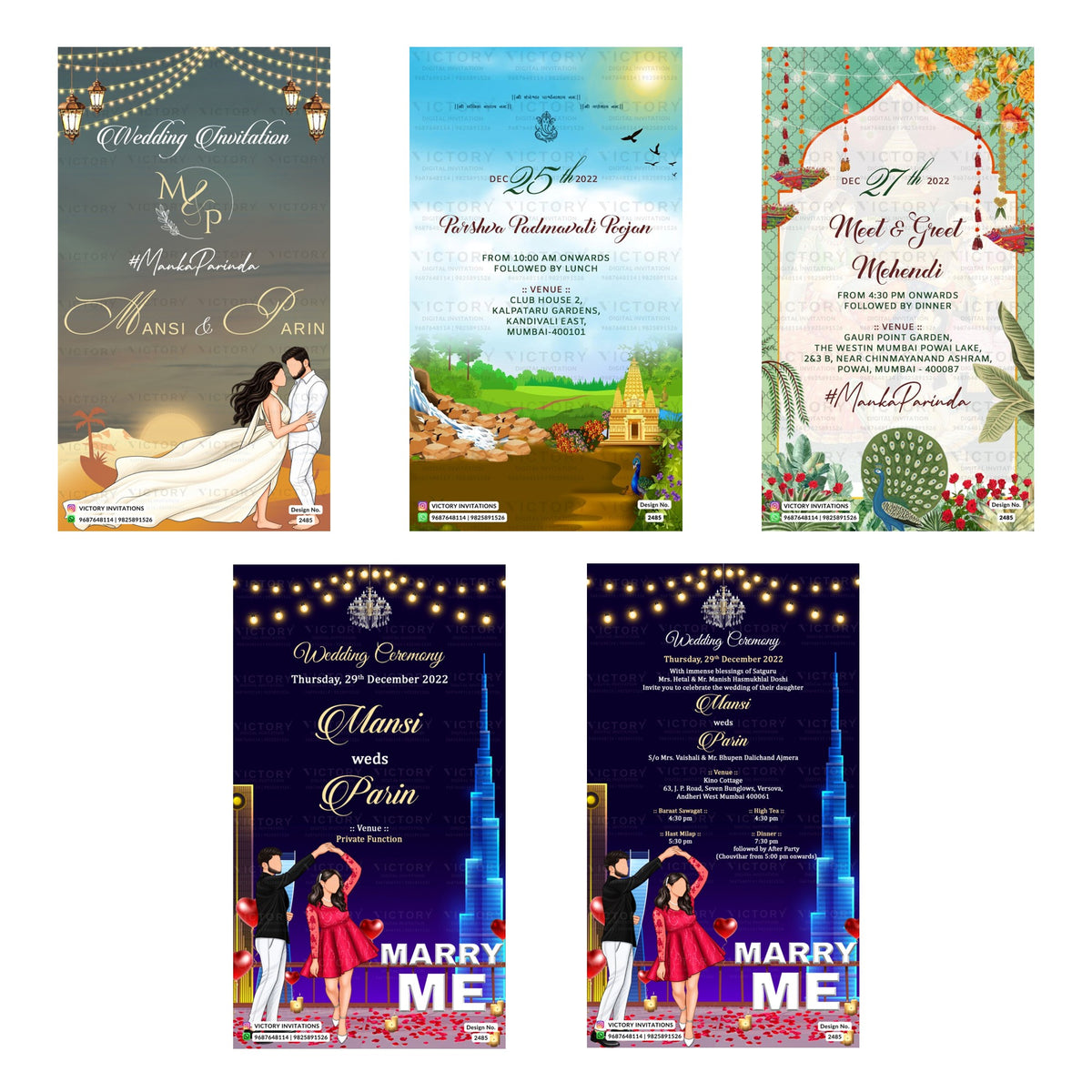 Mansi & Parin Wedding Invitation Template, Editable Digital Indian Marriage Invite, Printable Cultural Ceremony Bundle, Personalizable Event Design   