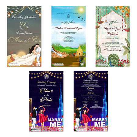 Mansi & Parin Wedding Invitation Template, Editable Digital Indian Marriage Invite, Printable Cultural Ceremony Bundle, Personalizable Event Design   