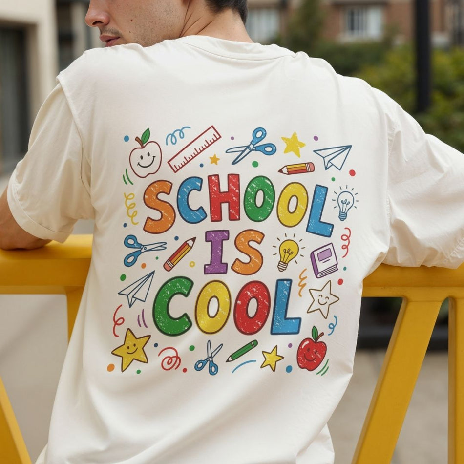 School Is Cool PNG - Retro Back to School Student Shirt A 1605