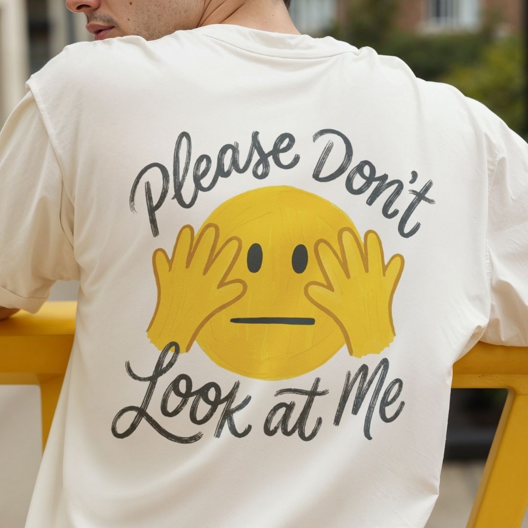 Funny Anti Social T-Shirt Design, Please Dont Look At Me Digital Download, Humor Emoji PNG