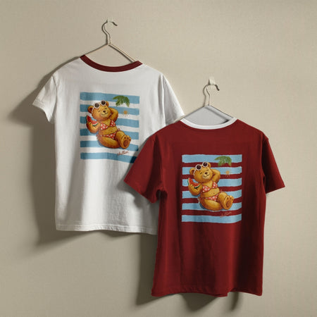 Cute Bikini Bear Summer PNG | Retro Ringer Tee Sublimation Graphic