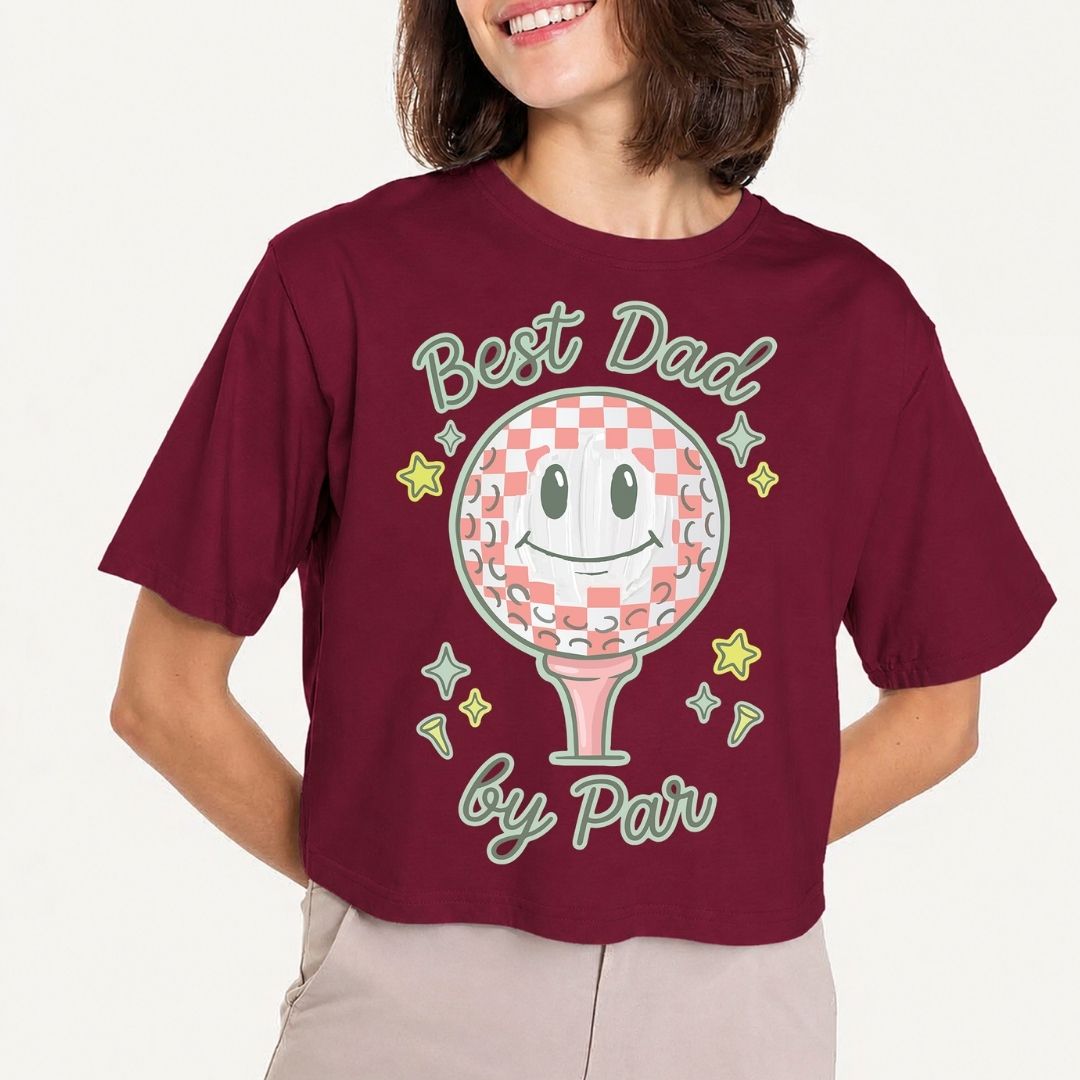 Funny Golf Dad T-Shirt Design, Best Dad By Par Digital Download, Retro Sports Typography PNG