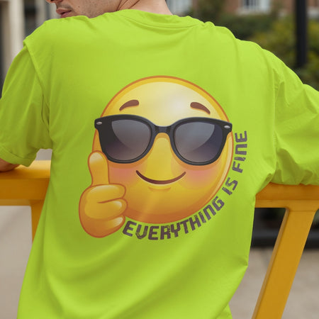 Men's Neon Green T-Shirt with Everything Is Fine Graphic