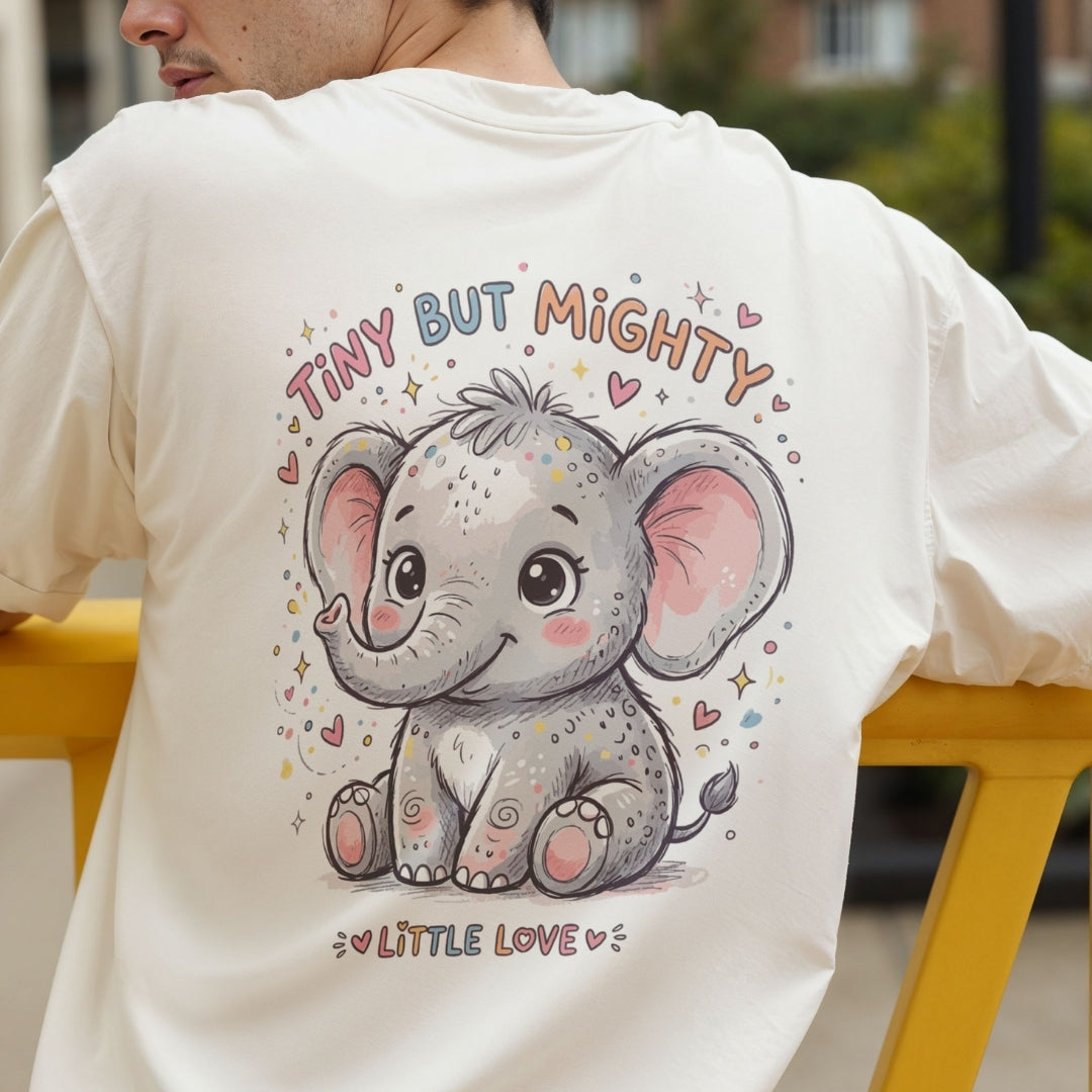 Men's Cream Oversized T-Shirt Back Print Mockup