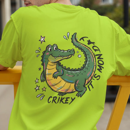 Men's Neon Green T-Shirt Back Print Funny Monday Mockup