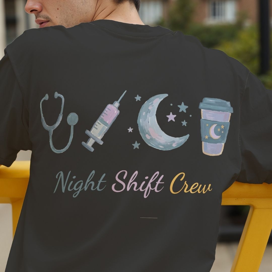 Funny Night Shift Nurse T-Shirt Design, Healthcare Worker Digital Download, Unisex ER ICU Crew PNG