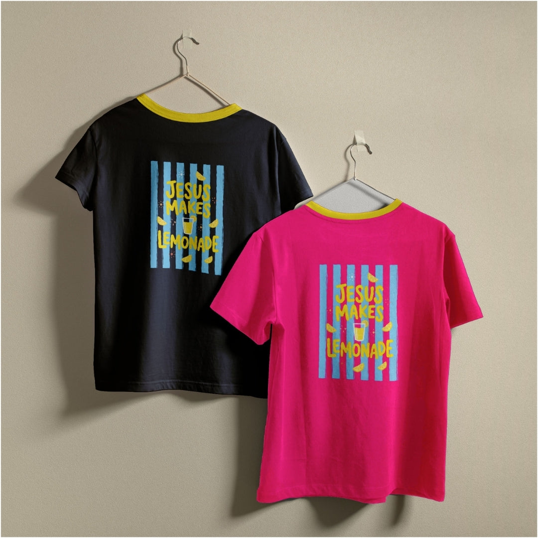 Christian Jesus Makes Lemonade PNG | Striped Retro Ringer Tee Sublimation Graphic