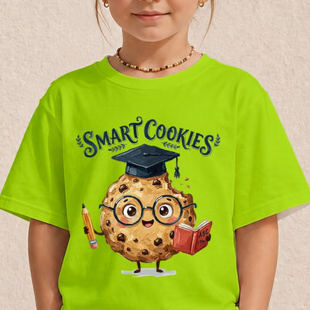 Smart Cookies Kids Shirt, Neon Green Mockup Tee, Cute Graduation Cookie Toddler Clothes, School Ceremony Outfit Family Matching