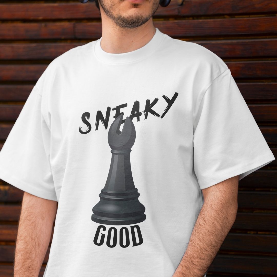 Sneaky Good Bishop T-Shirt, Minimalist White Chess Shirt, Funny Board Game Quote Tee, Chess Player Gift for Men, Graphic Streetwear Shirt