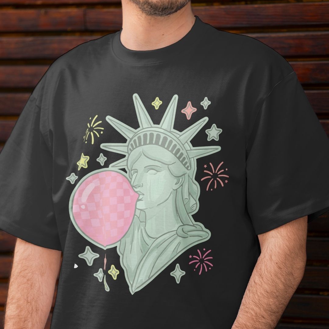Funny Patriotic T-Shirt Design, Statue of Liberty Digital Download, Unisex 4th of July Graphic PNG