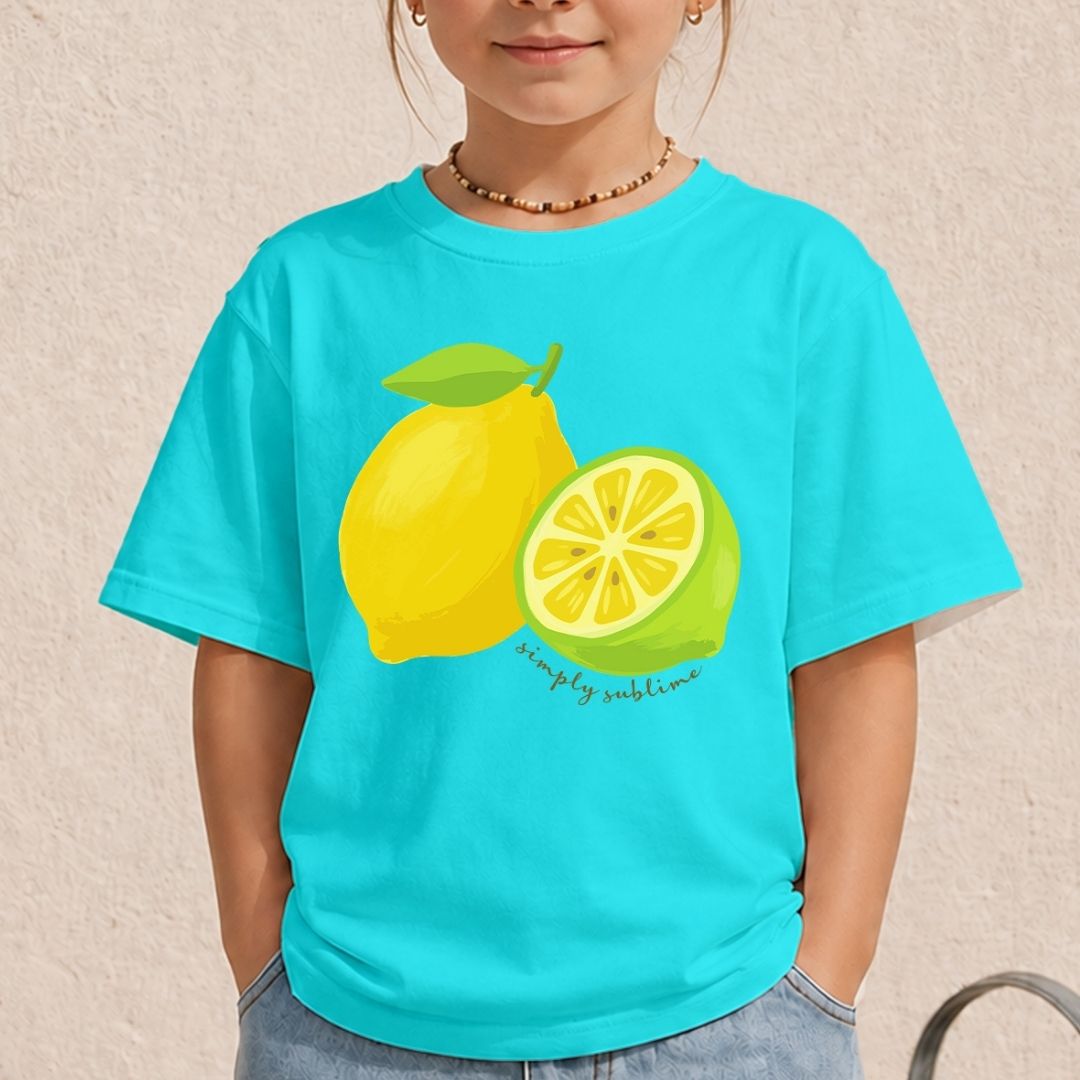 Cute Kids Summer Citrus Graphic, Youth Simply Sublime SVG, Toddler Lemon Lime Fruit Clipart PNG