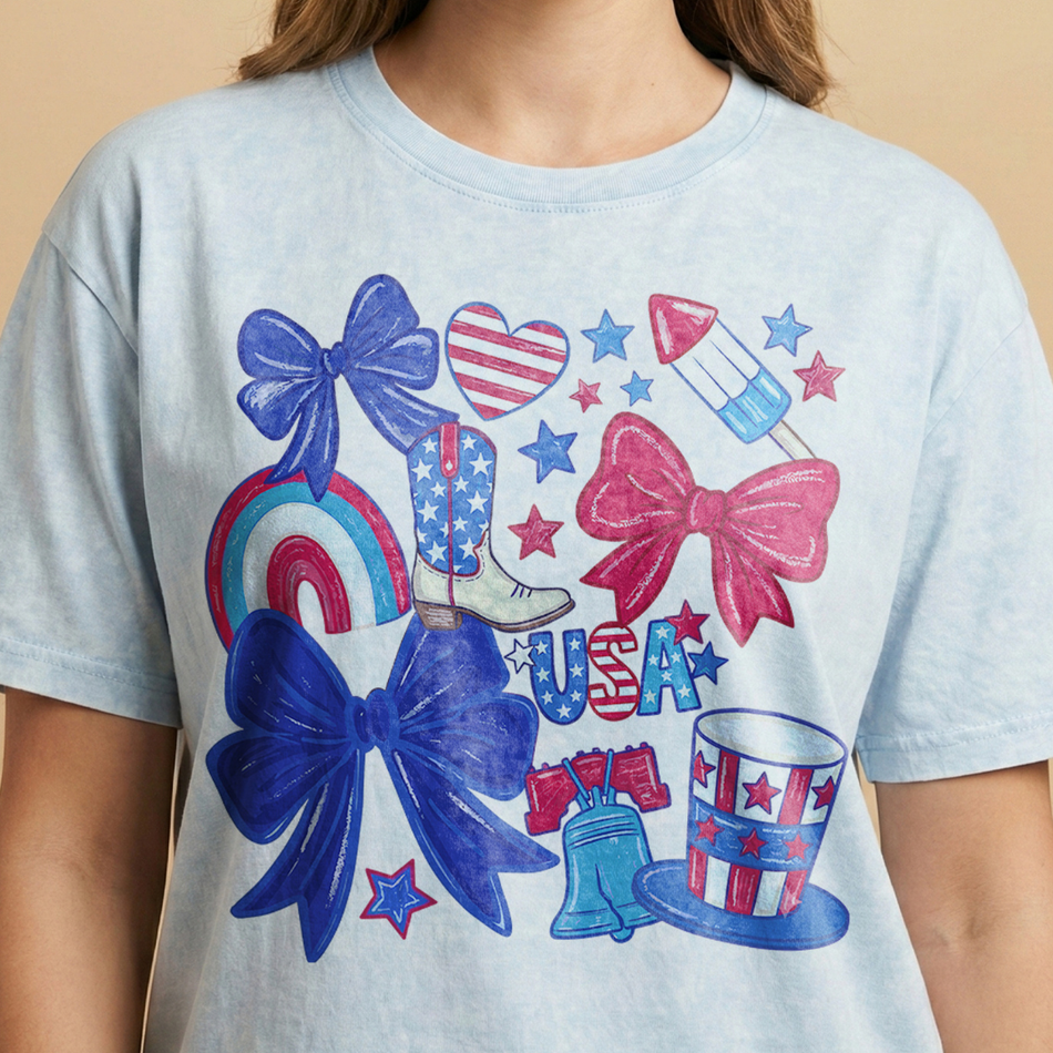Patriotic Coquette Bow Shirt Design-Patriotic Coquette Bow Shirt Design - A 1697