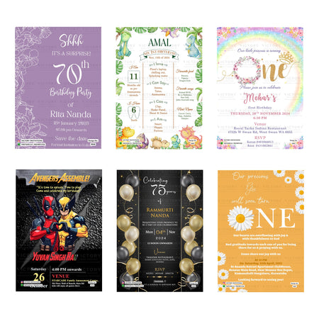 Custom Birthday Invitation Template, Editable Digital Party Invite, Printable Birthday Party Invitation Bundle, Personalizable Invite Design   
