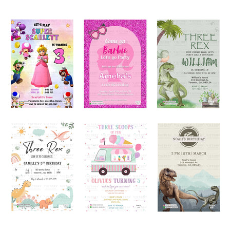 Custom Birthday Invitation Template, Editable Digital Party Invite, Printable Birthday Party Invitation Bundle, Personalizable Invite Design   