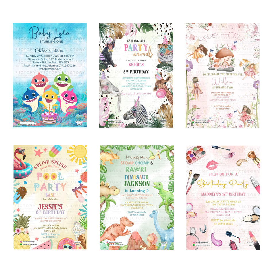 Custom Birthday Invitation Template, Editable Digital Party Invite, Printable Birthday Party Invitation Bundle, Personalizable Invite Design   