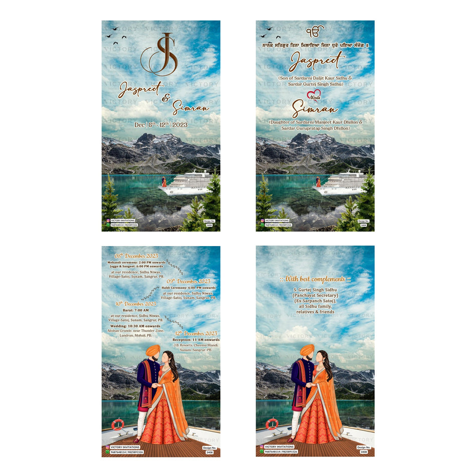 Sikh Wedding Invitation Template, Editable Digital Anand Karaj Invite, Printable Punjabi Marriage Ceremony Bundle, Personalizable Cultural Event Design   