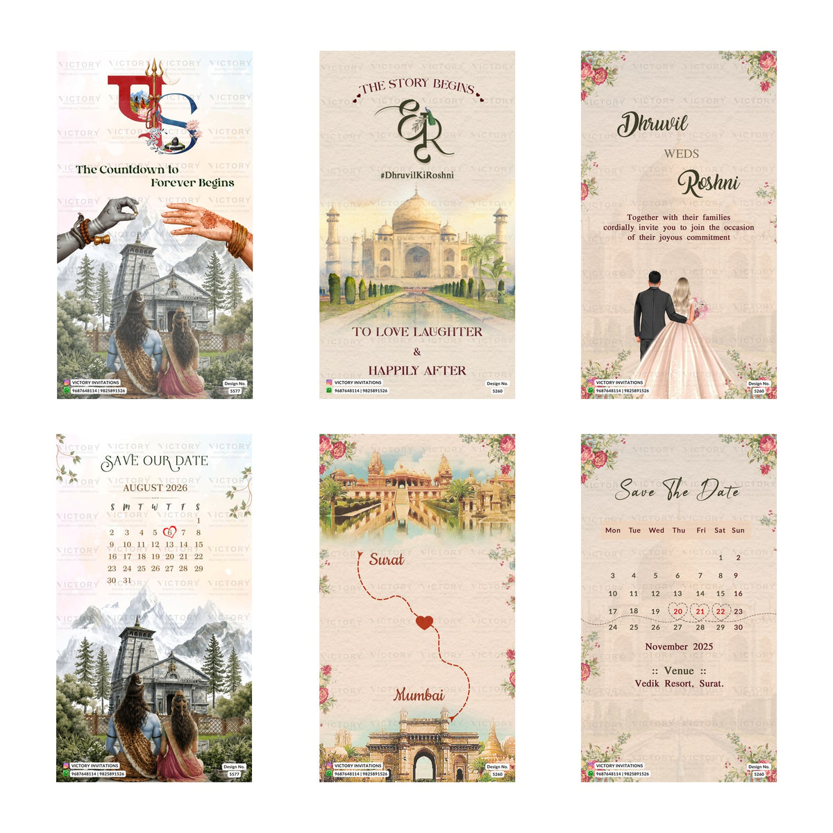 Dhruvil & Roshni Save the Date Invitation Template, Editable Digital Indian Marriage Invite, Printable Cultural Ceremony Bundle, Personalizable Event Design   