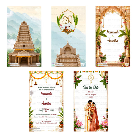 Navaneeth & Aasritha Save the Date Invitation Template, Editable Digital Indian Marriage Invite, Printable Cultural Ceremony Bundle, Personalizable Event Design   