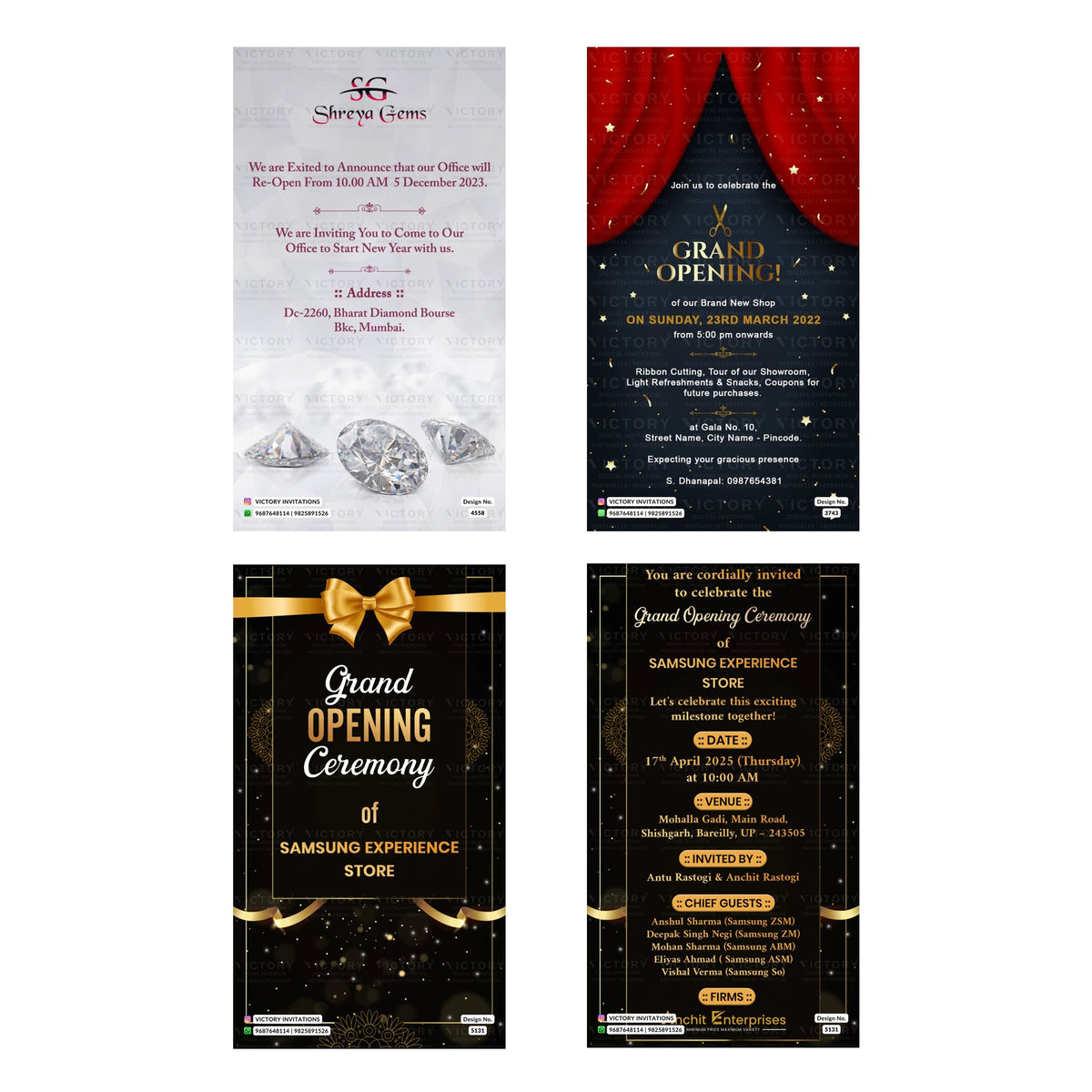 Shreya Gems Grand Opening Invitation Template, Editable Digital Indian Marriage Invite, Printable Cultural Ceremony Bundle, Personalizable Event Design   