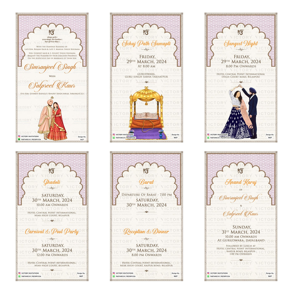 Sikh Wedding Invitation Template, Editable Digital Anand Karaj Invite, Printable Punjabi Marriage Ceremony Bundle, Personalizable Cultural Event Design   