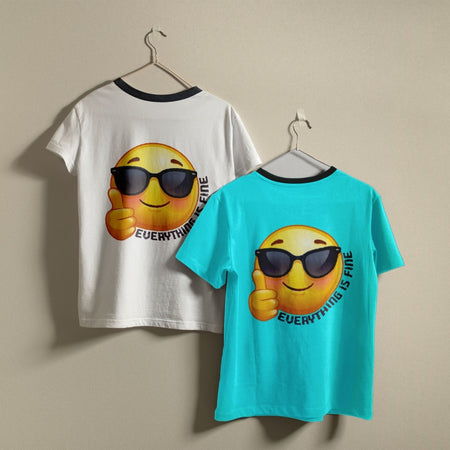 Everything Is Fine Emoji Ringer Shirts on Hangers
