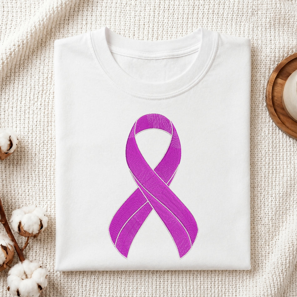 Classic Purple Awareness Ribbon Machine Embroidery Design ED 287