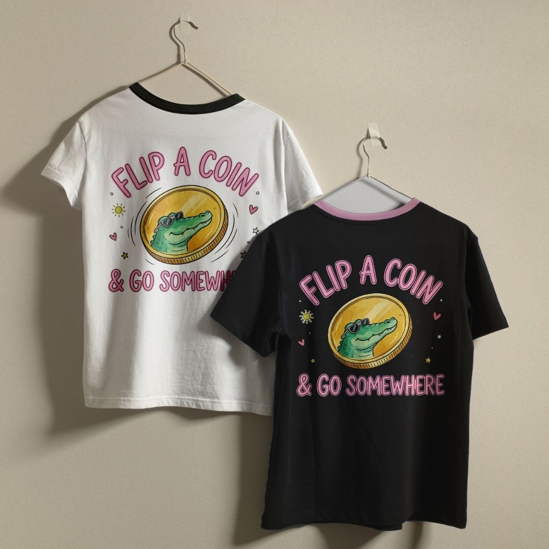 Flip a Coin Alligator Graphic Ringer Shirts on Hangers