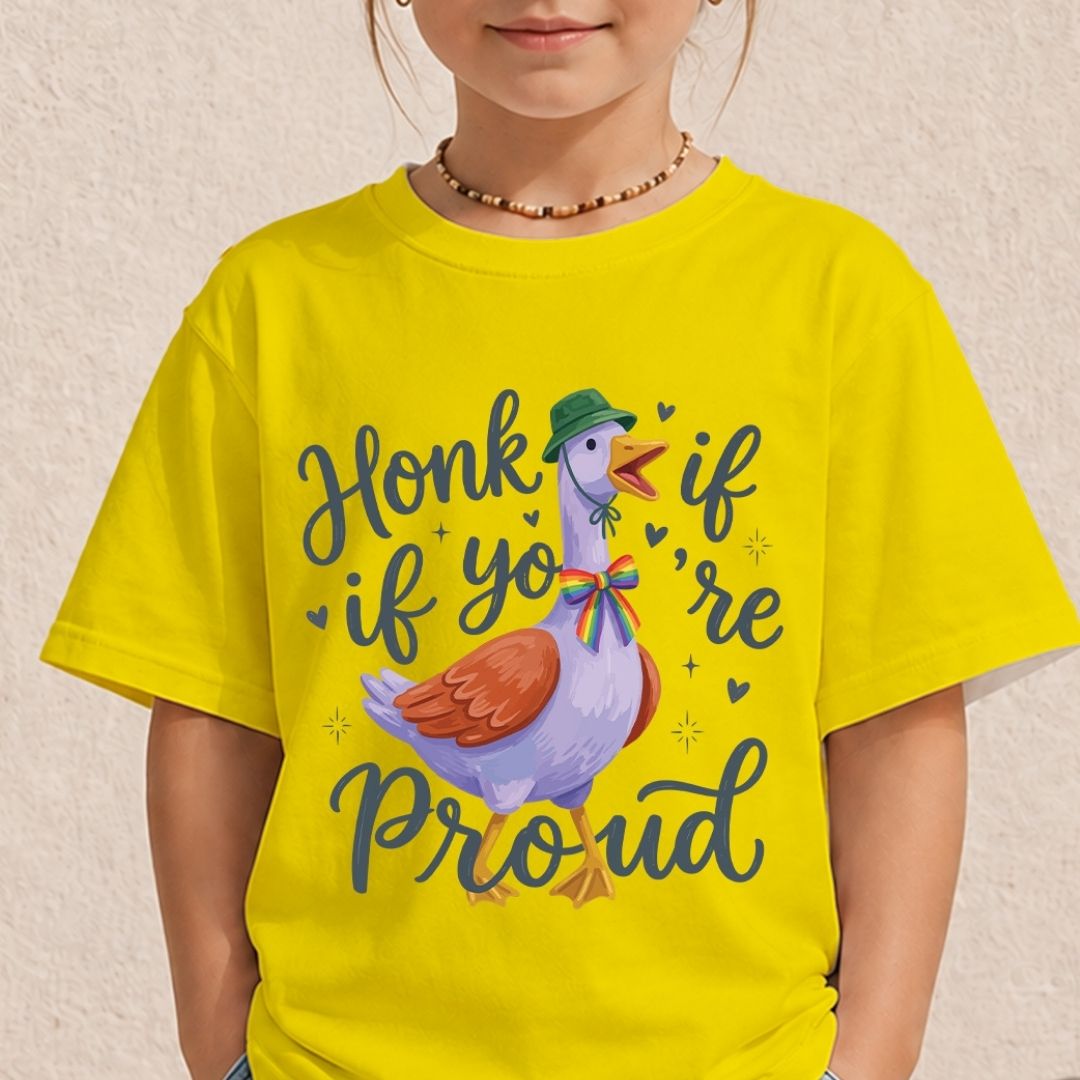 Kids Honk If You're Proud PNG | Yellow Children's Pride Sublimation File