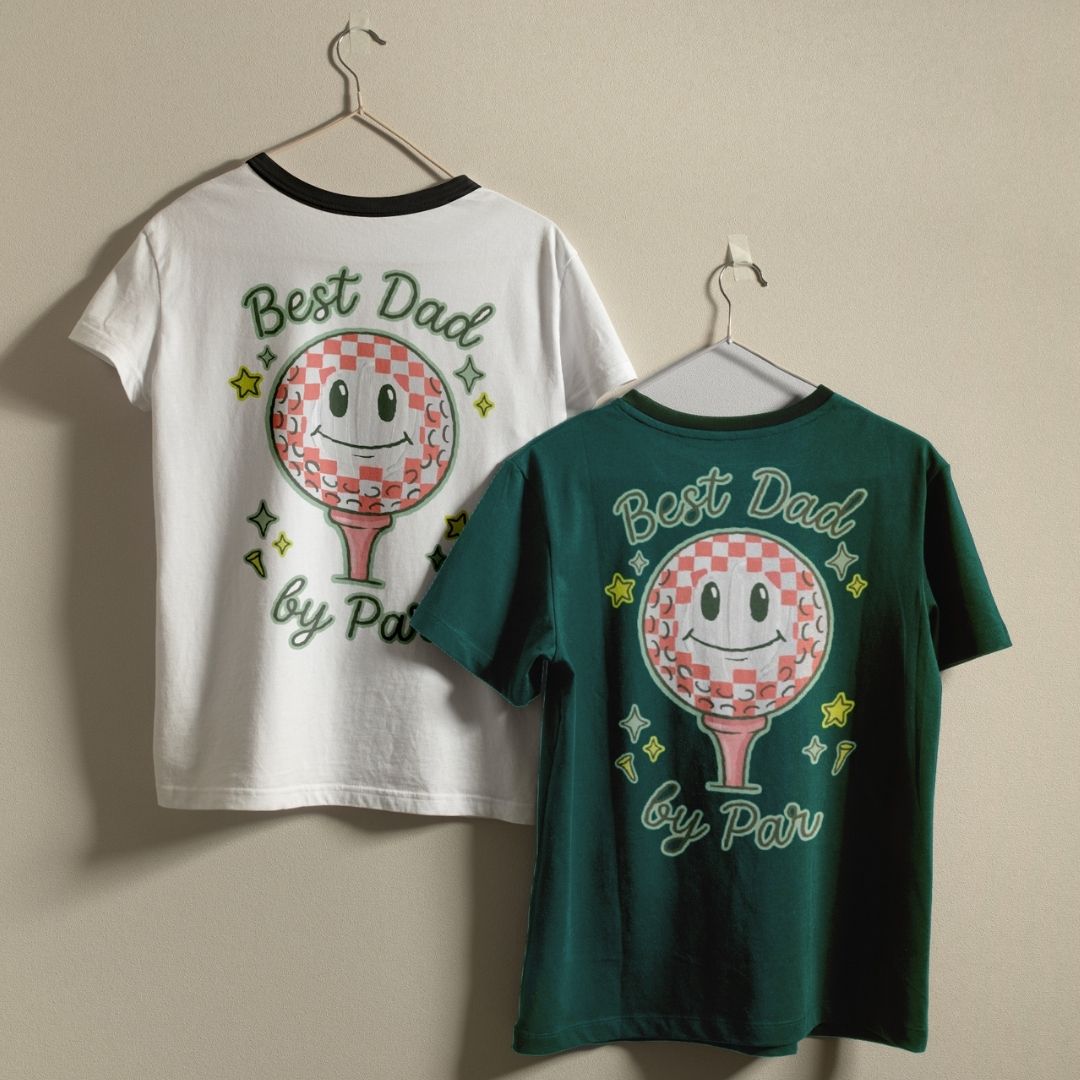 Golf Ball Smiley Tee Design SVG, Fatherhood Humor Graphics, Commercial Use Digital Cut File