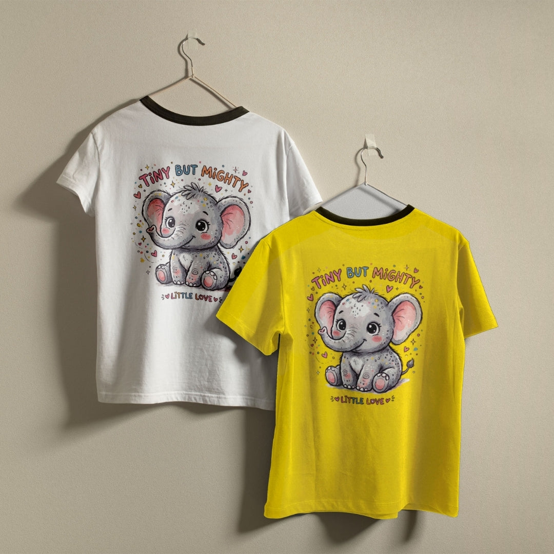 Graphic Ringer Shirts on Hangers in White and Yellow