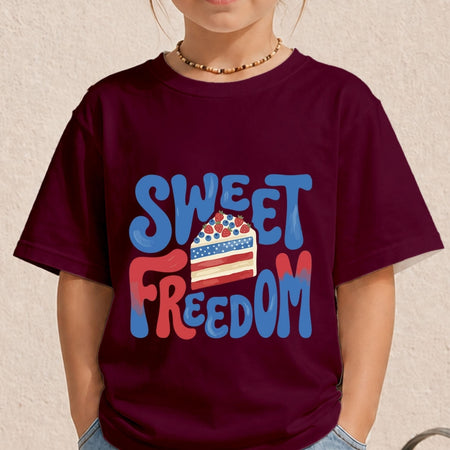 Kids Sweet Freedom PNG | Independence Day Maroon Child Shirt Sublimation