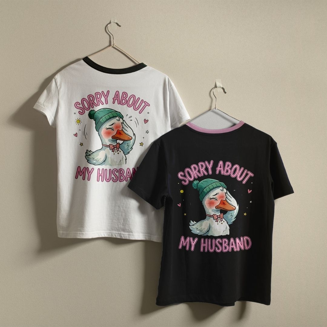 Funny Duck Graphic Ringer Shirts on Hangers