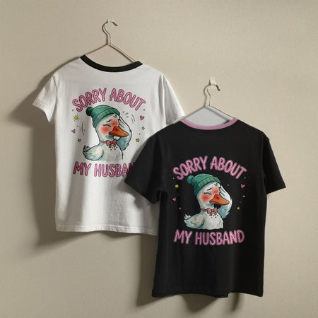 Funny Duck Graphic Ringer Shirts on Hangers