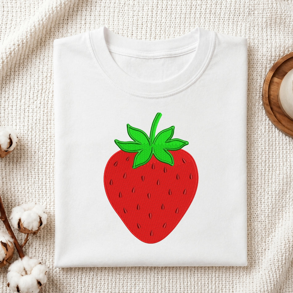 Vibrant Red Strawberry Fruit Machine Embroidery Design - ED 323