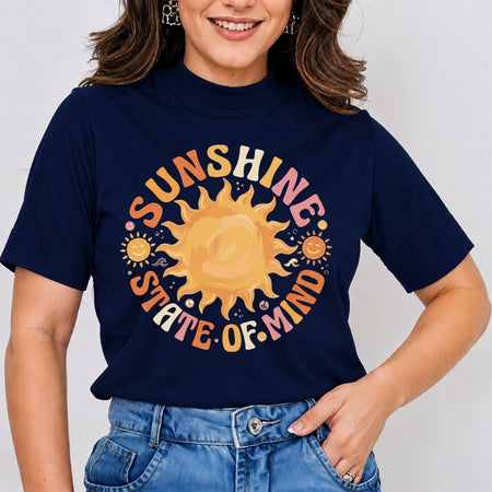 Groovy Sunshine State of Mind PNG | Dark Navy Tee Summer Sublimation Design