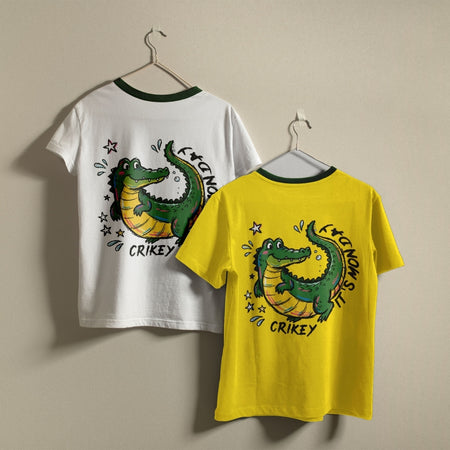 Funny Monday Alligator Graphic Ringer Shirts on Hangers