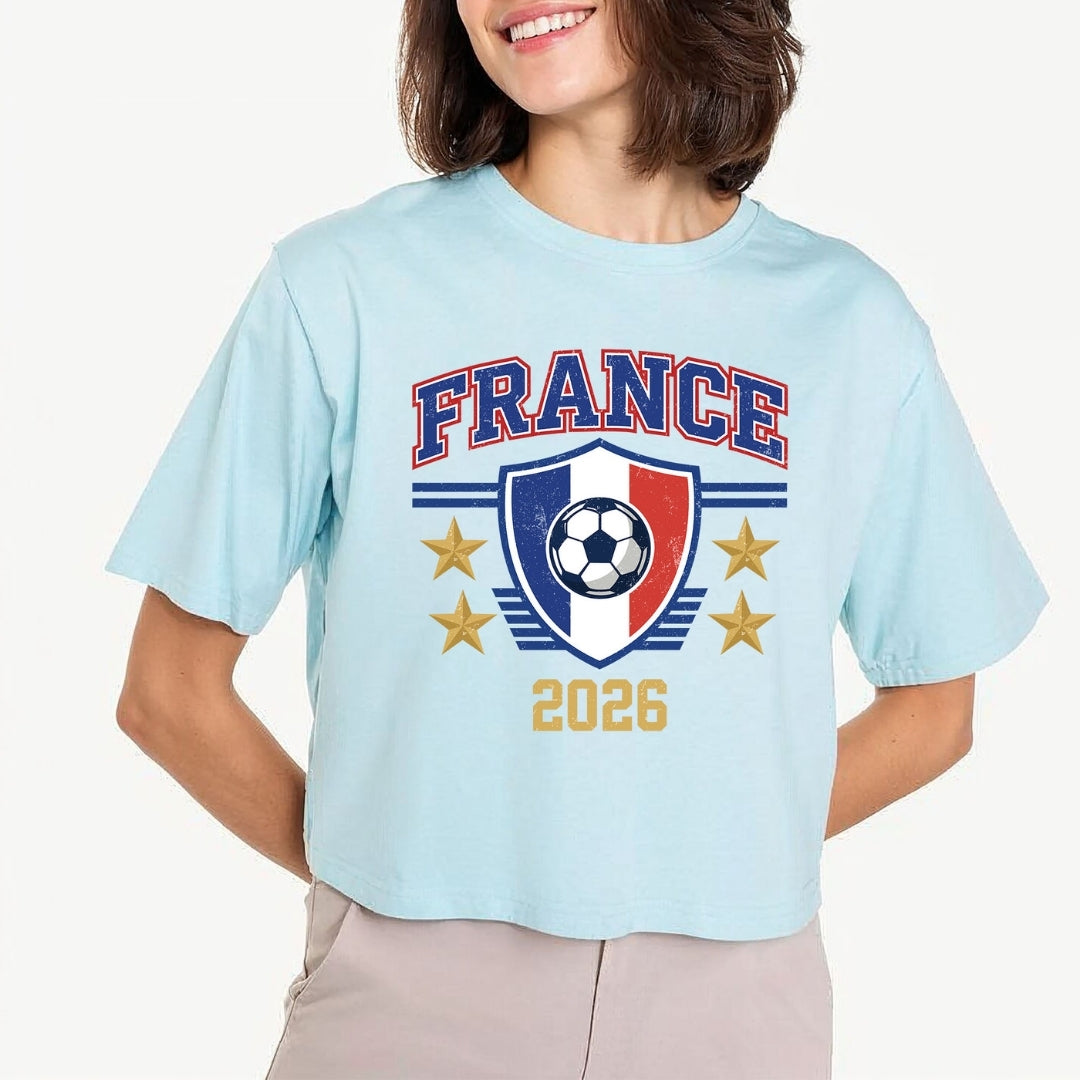 Lime Green and White Graphic T Shirts Mockup with France 2026 Soccer Design