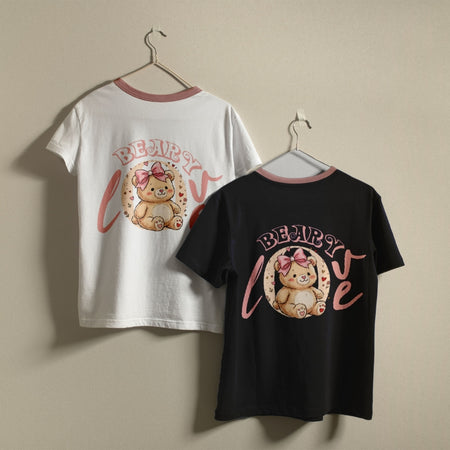 Bearly Love Graphic Ringer Shirts on Hangers