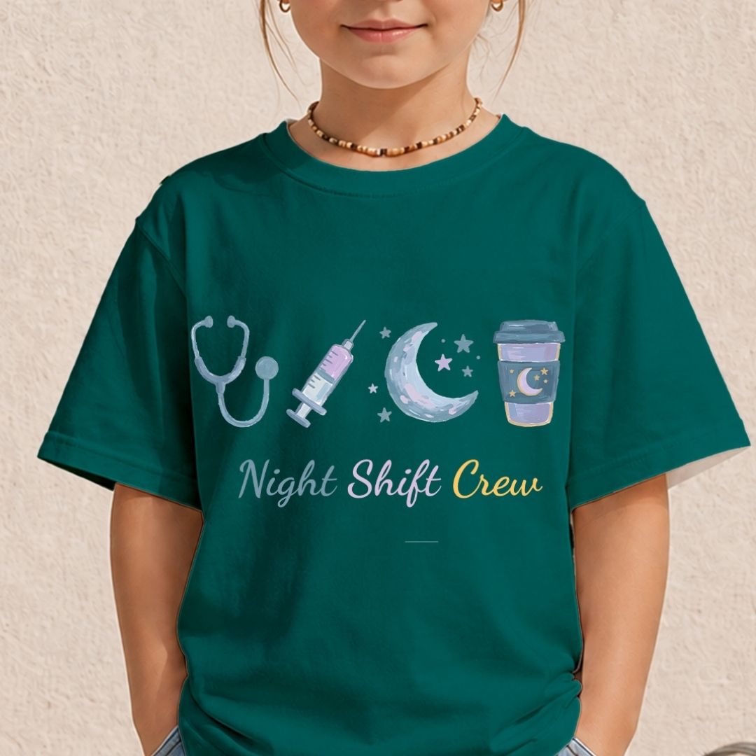 Cute Pediatric Nurse SVG, Night Shift Crew Youth Shirt Design, Childrens Medical Graphic PNG