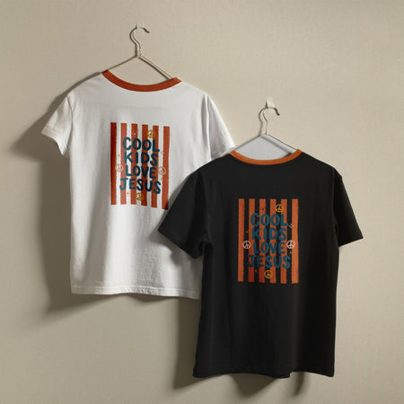 Christian Cool Kids Love Jesus PNG | Retro Striped Ringer Tee Sublimation