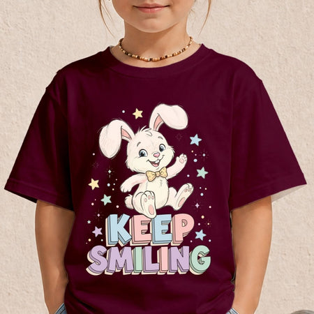 Kids Keep Smiling Rabbit PNG, Cute Cartoon Bunny Easter Sublimation, Groovy Positivity Shirt Design, Commercial Use Digital Download