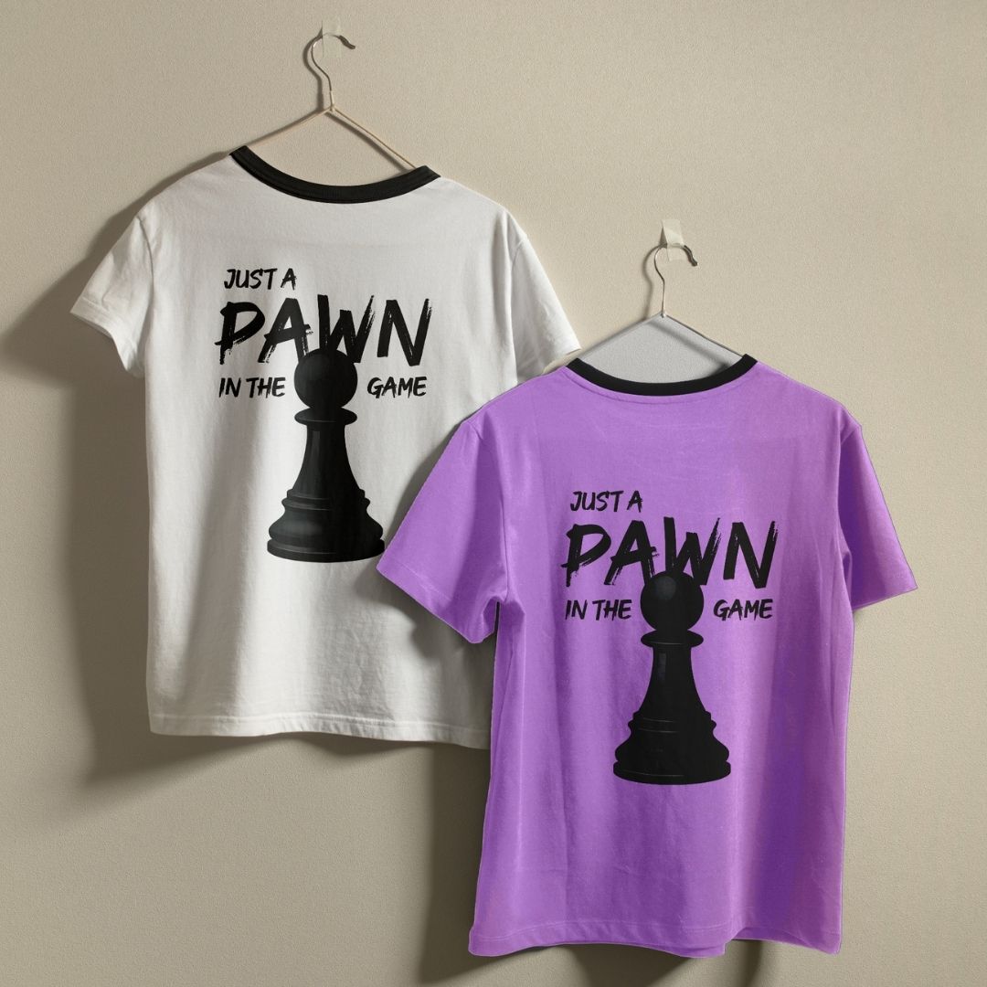 Retro Chess Ringer Shirt, Just a Pawn in the Game Tee, Pastel Purple Chess Graphic Shirt, Matching Chess Friends Tees, Sarcastic Quote Apparel