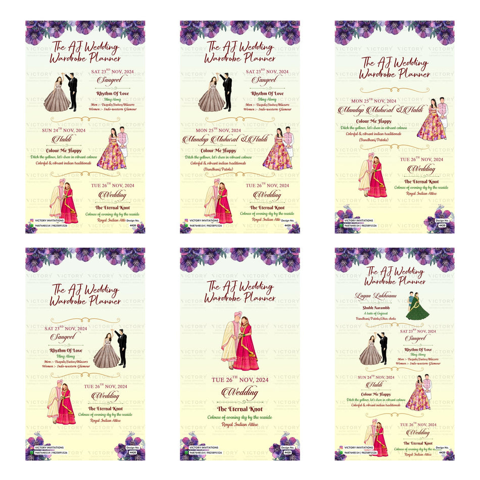 Wardrobe Planner Invitation Template, Editable Digital Wedding Planner Invite, Printable Indian Marriage Ceremony Bundle, Personalizable Cultural Event Design   