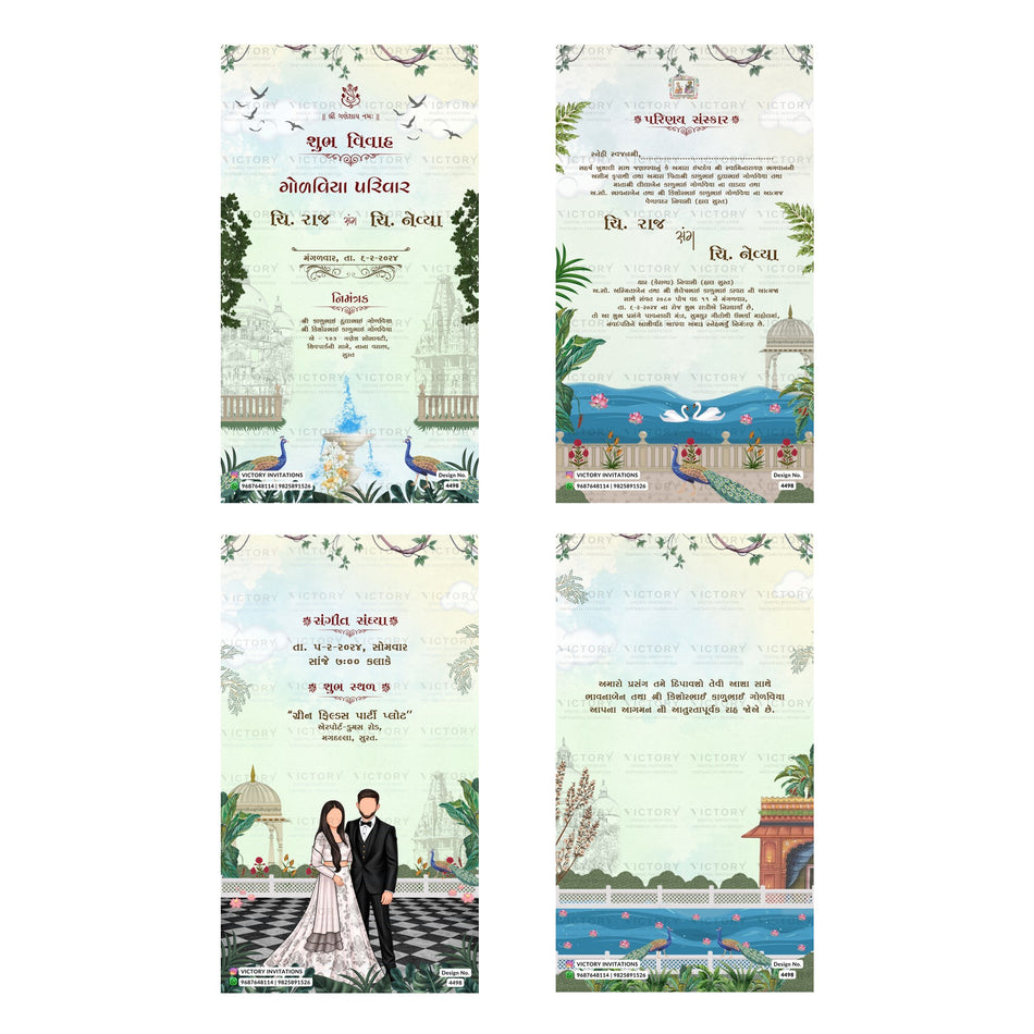 Editable Majestic Peacocks, Swan Pond & Gujarati Heritage Palace PSD Template Bundle A 3468